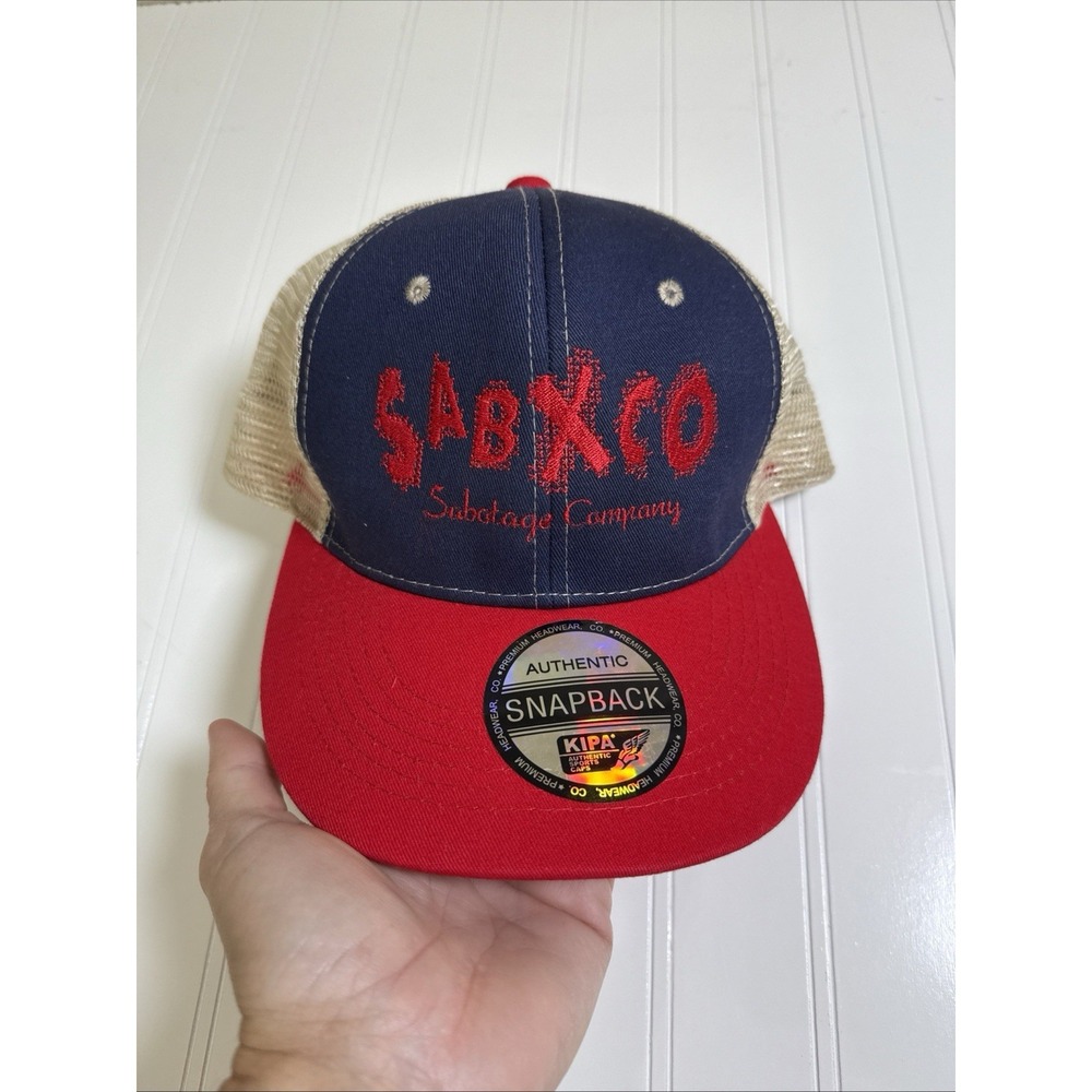 Sabxco Sabatage Company SnapBack Trucker Hat Stitched Red Navy